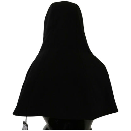 Dolce & Gabbana Black Wool Whole Head Hooded Scarf Hat Hood Scarf
