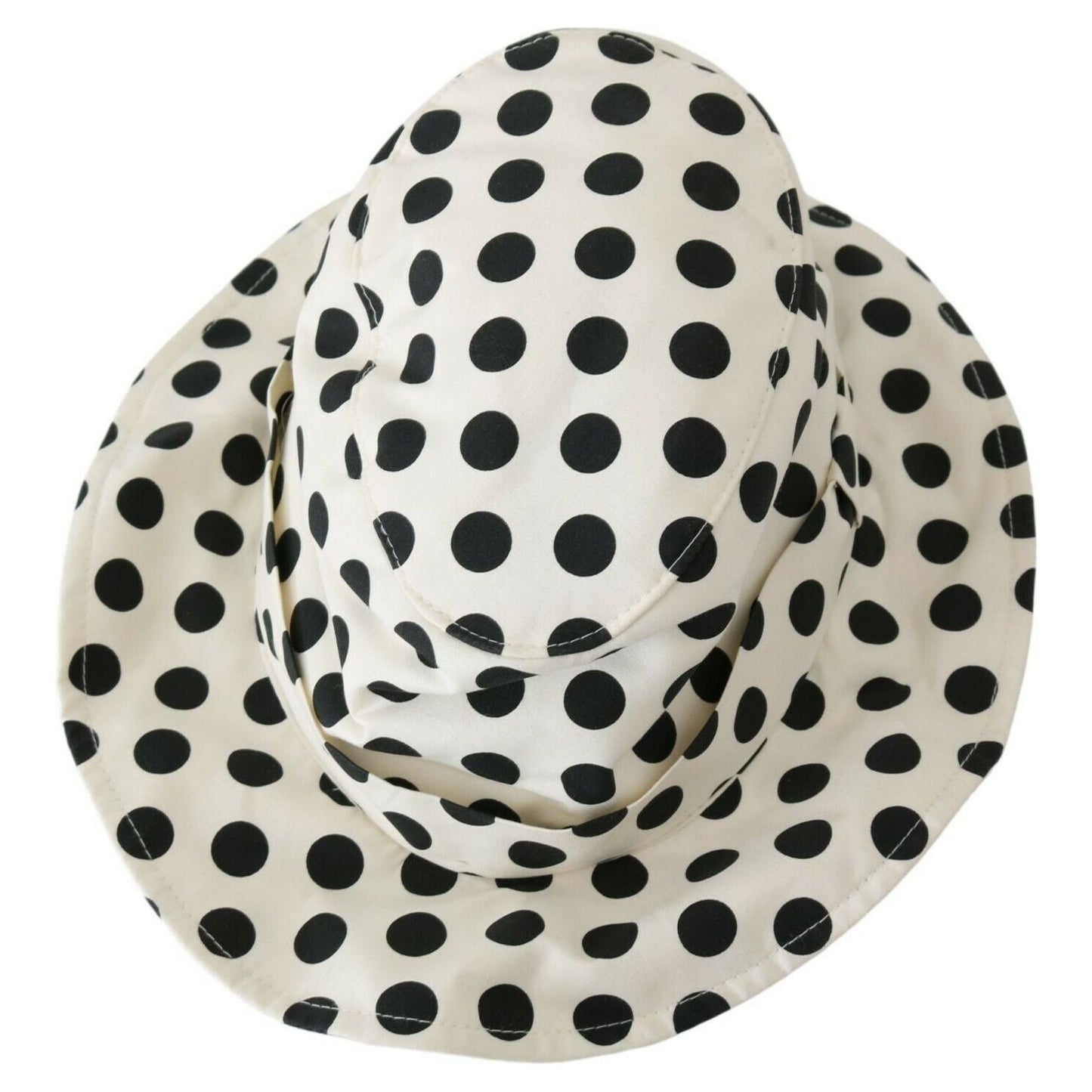 Dolce & Gabbana White 100% Cotton Polka Dot Design Trilby Hat