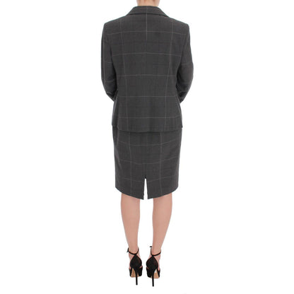 BENCIVENGA Gray Checkered Cotton Blazer Dress Set Suit Skirt Suit