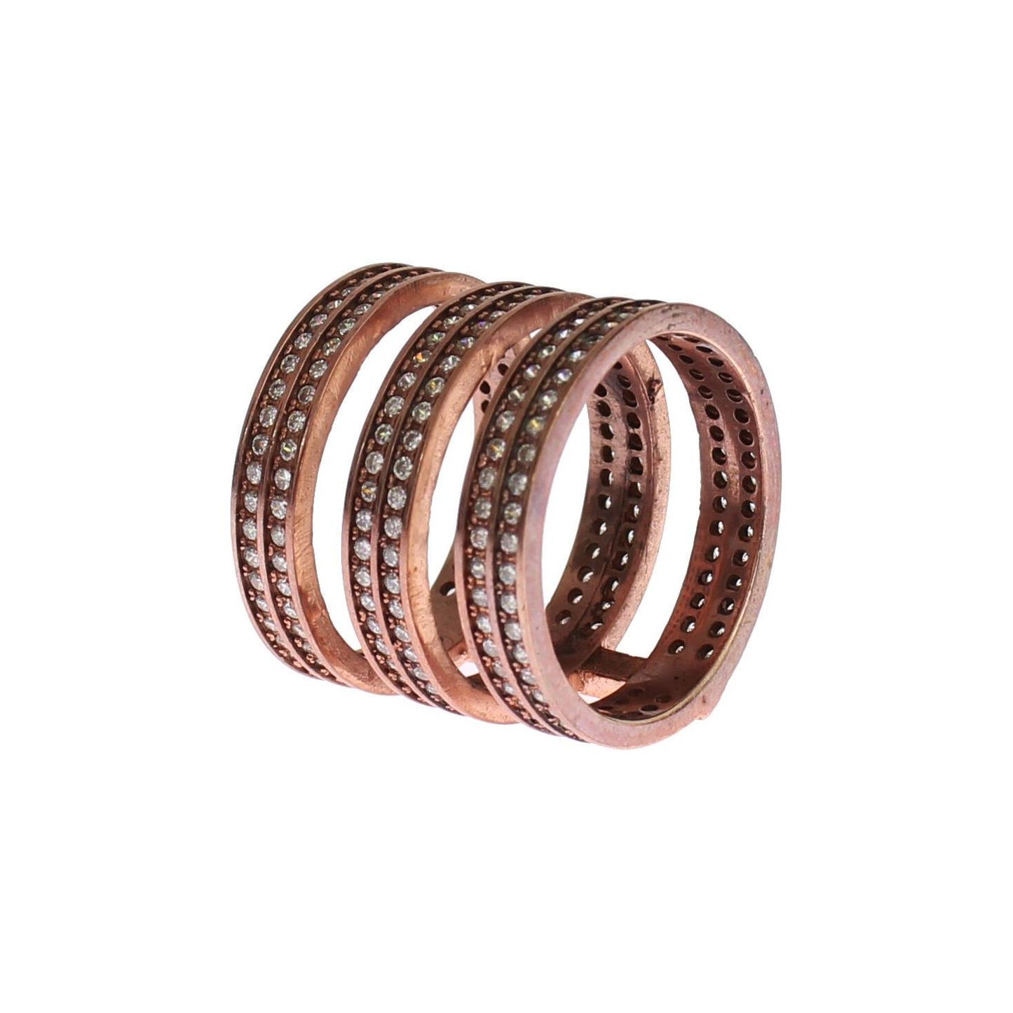 Nialaya Gold 925 Silver Clear CZ Pink Ring Ring