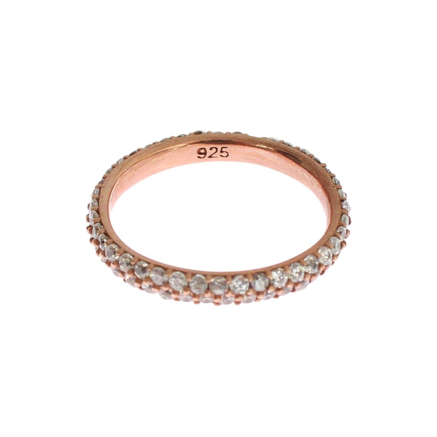 Nialaya Pink Gold 925 Silver Clear CZ Ring