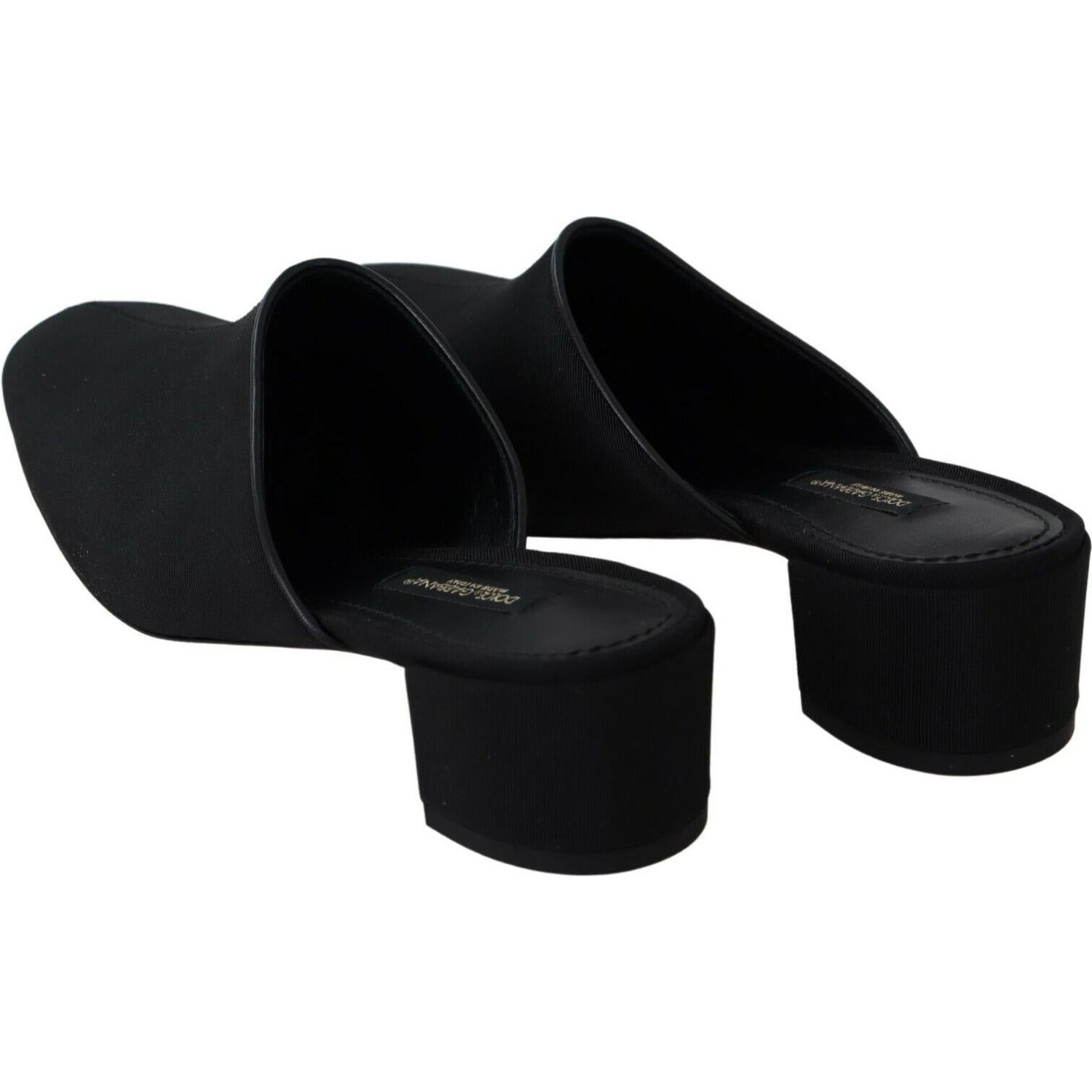 Dolce & Gabbana Black Grosgrain Slides Sandals Women Shoes
