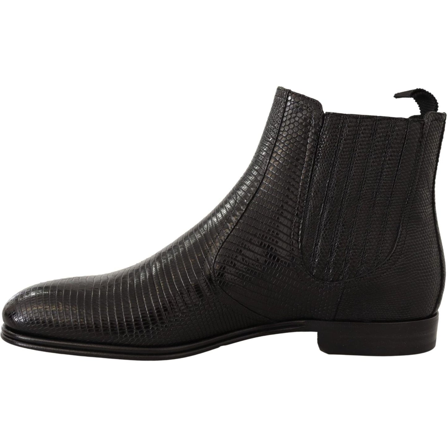 Dolce & Gabbana Black Leather Lizard Skin Ankle Boots MAN BOOTS
