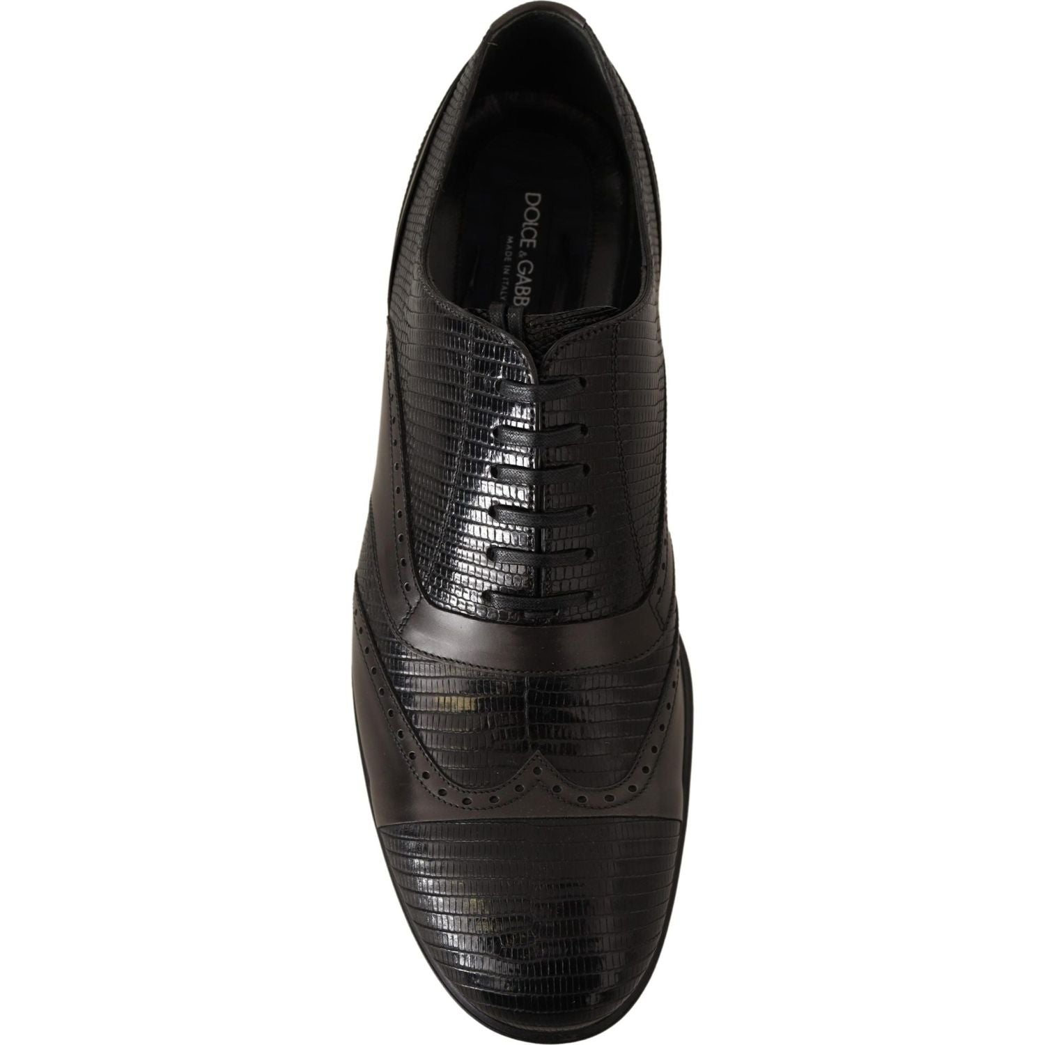 Dolce & Gabbana Brown Lizard Skin Leather Oxford Dress Shoes