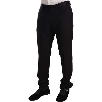 Dolce & Gabbana Black Wool Formal Tuxedo Trouser Pants MAN TROUSERS