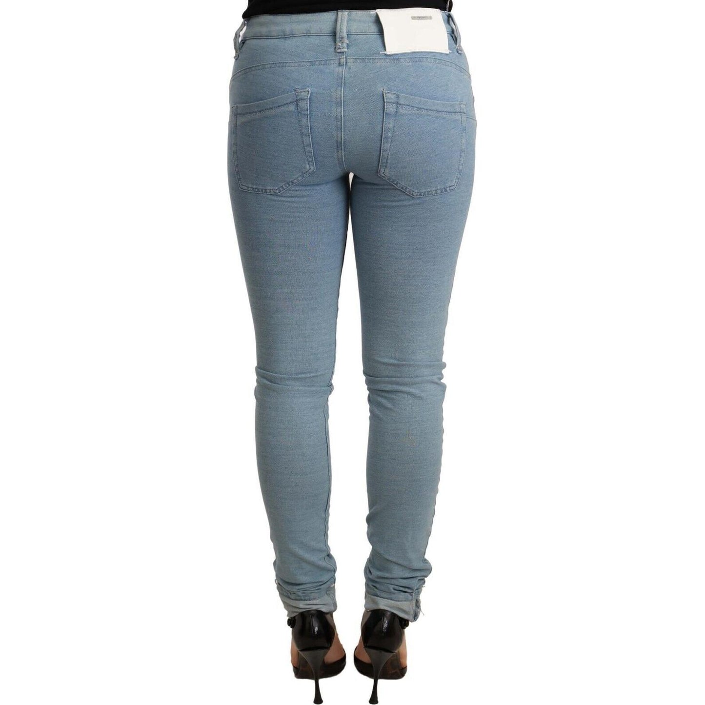 Acht Blue Cotton Stretch Hem Slim Fit Women Denim Trouser Jeans & Pants
