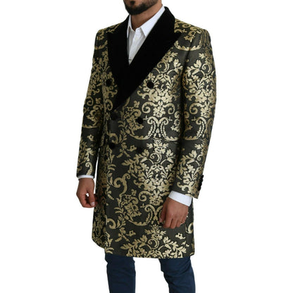 Dolce & Gabbana Black Gold Jacquard Long Coat SICILIA Jacket