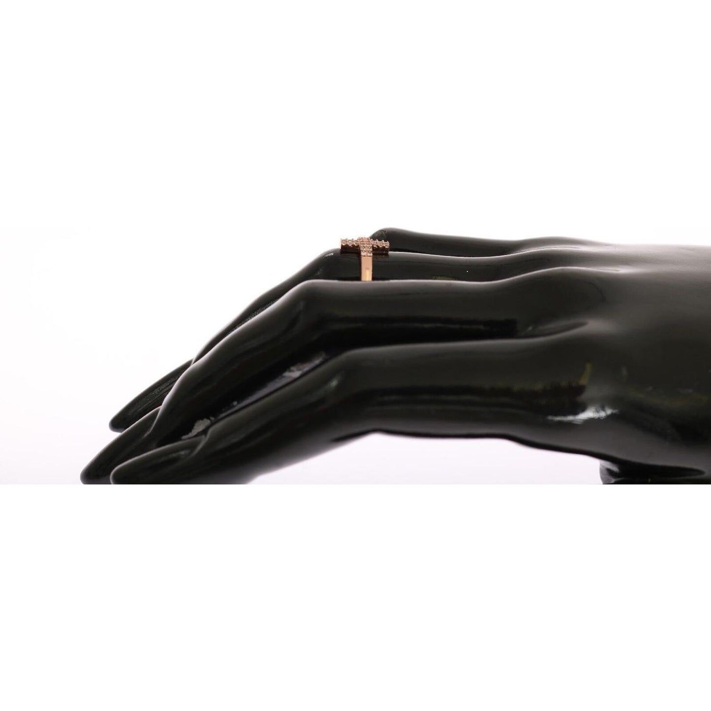 Nialaya Pink Gold 925 Silver Womens Cross CZ Ring Ring