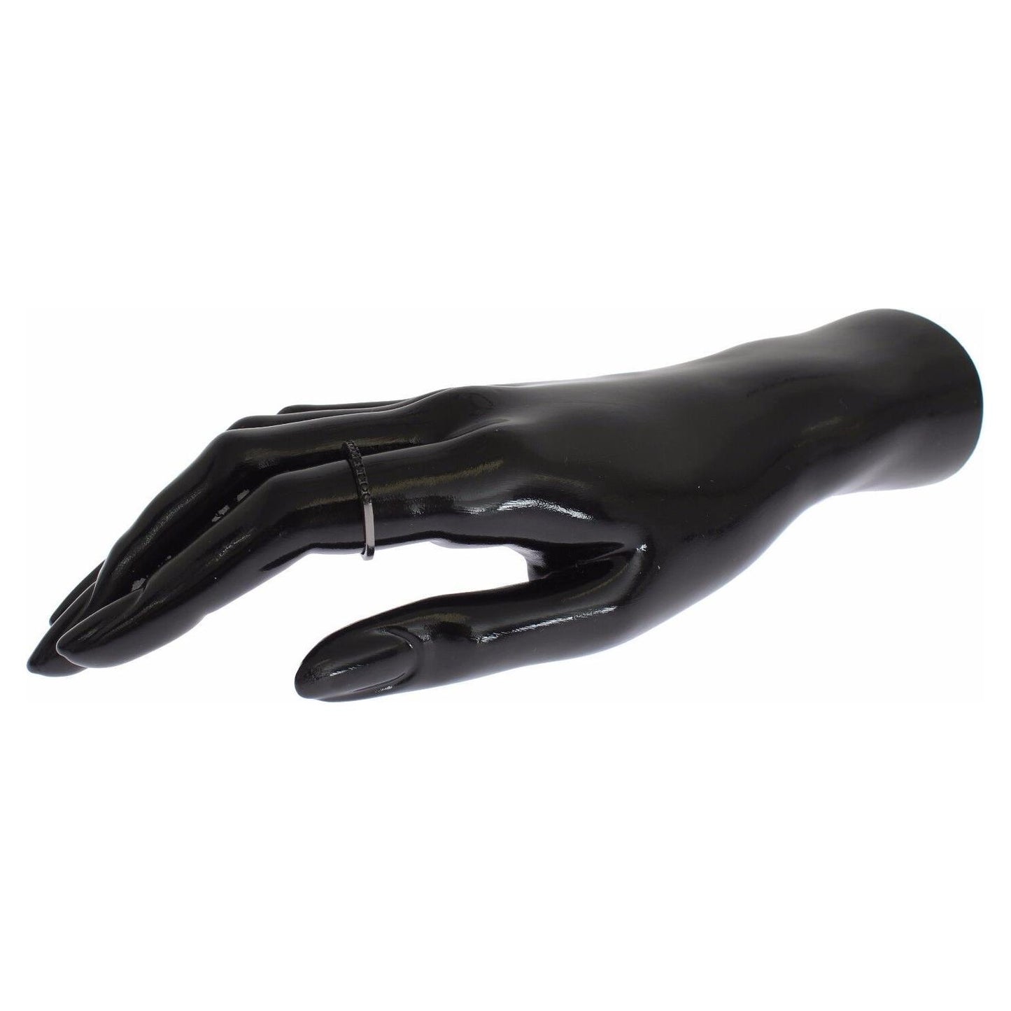 Nialaya Black CZ Rhodium 925 Silver Womens Ring Ring