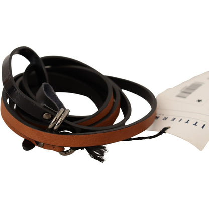 Costume National Brown Leather Silver Tone Buckle Belt WOMAN BELTS