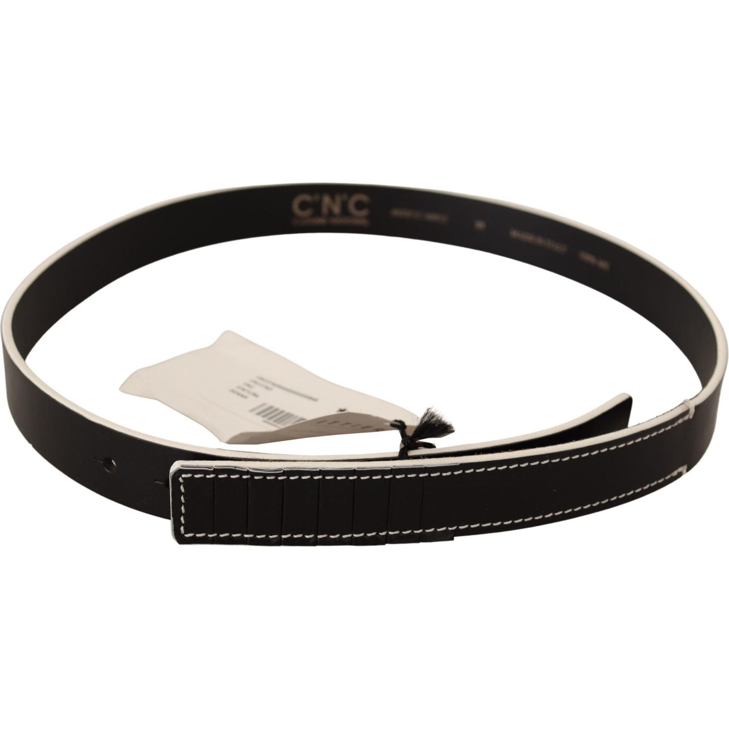 Costume National Black White Leather Fashion Waist  Belt