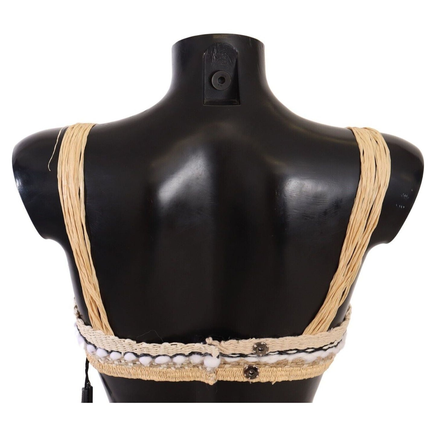 Dolce & Gabbana Beige Straw Raffia Woven Crochet Cover Up Top WOMAN TOPS AND SHIRTS