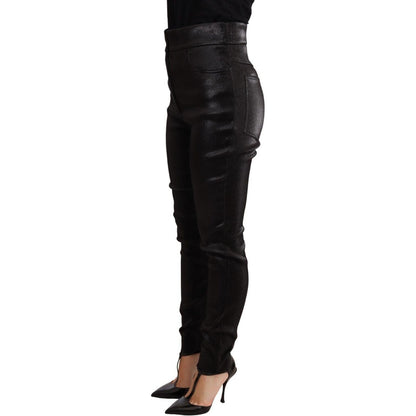 Dolce & Gabbana Black Silver Lurex Thread Cotton Stretch Pants Jeans & Pants