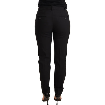Dolce & Gabbana Black Tapered Women Trouser Virgin Wool Pants Jeans & Pants