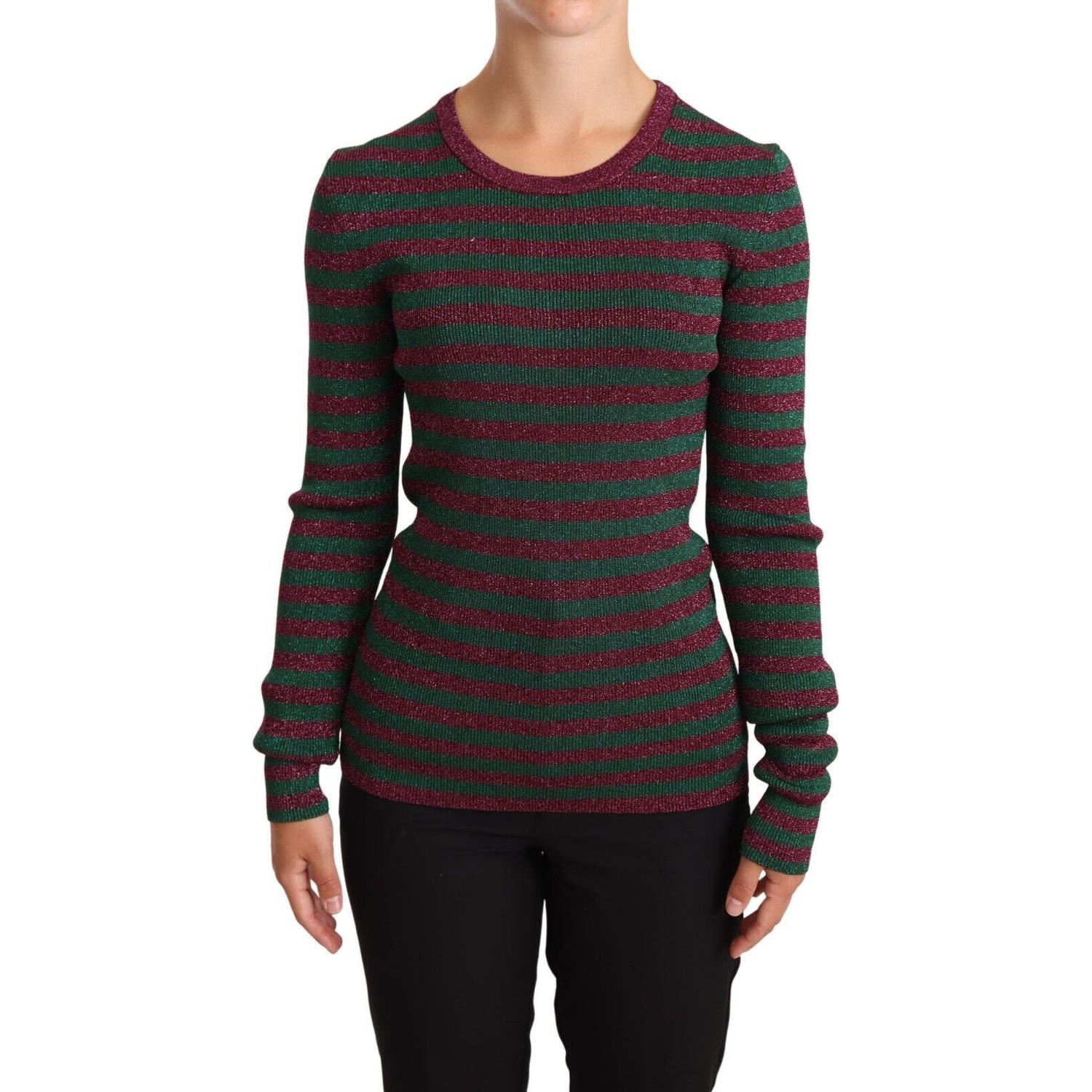 Dolce & Gabbana Multicolor Striped Crew Neck Pullover Sweater