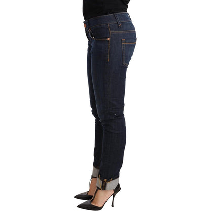 Acht Blue Washed Cotton Low Waist Skinny Denim Women Trouser Jeans Jeans & Pants