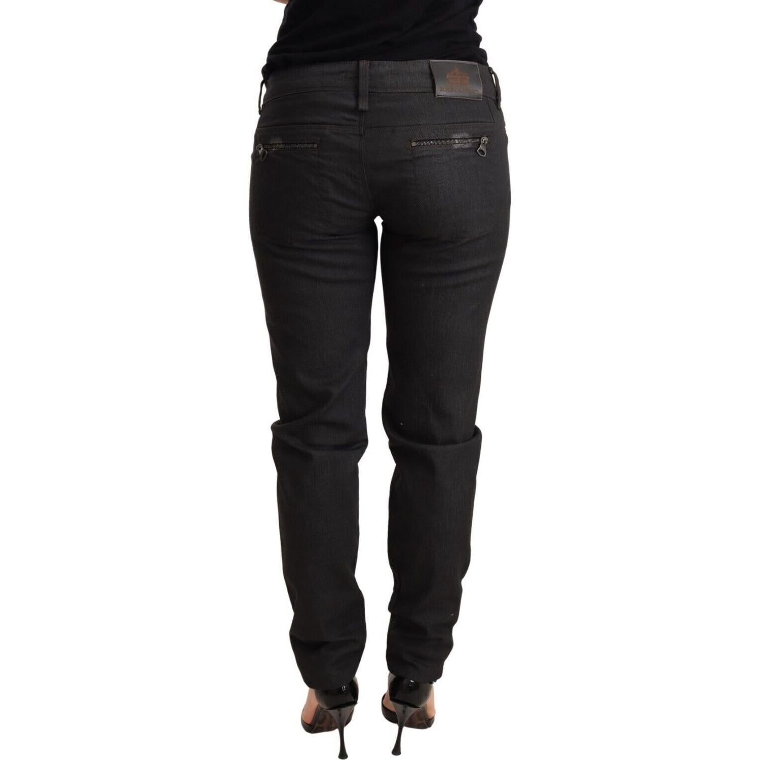 Ermanno Scervino Black Low Waist Skinny Slim Trouser Cotton Jeans