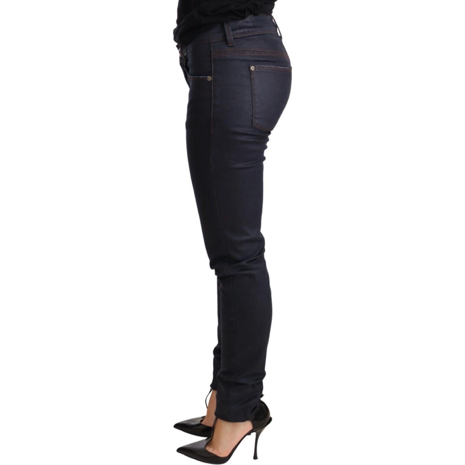 Ermanno Scervino Blue Low Waist Skinny Slim Trouser Cotton  Jeans