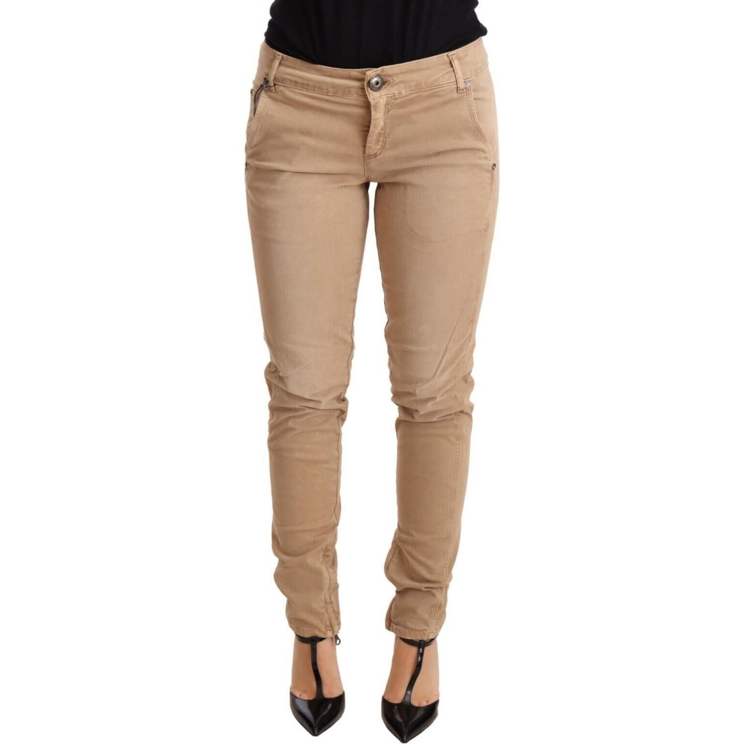 Ermanno Scervino Brown Low Waist Skinny Denim Trouser Cotton Jeans