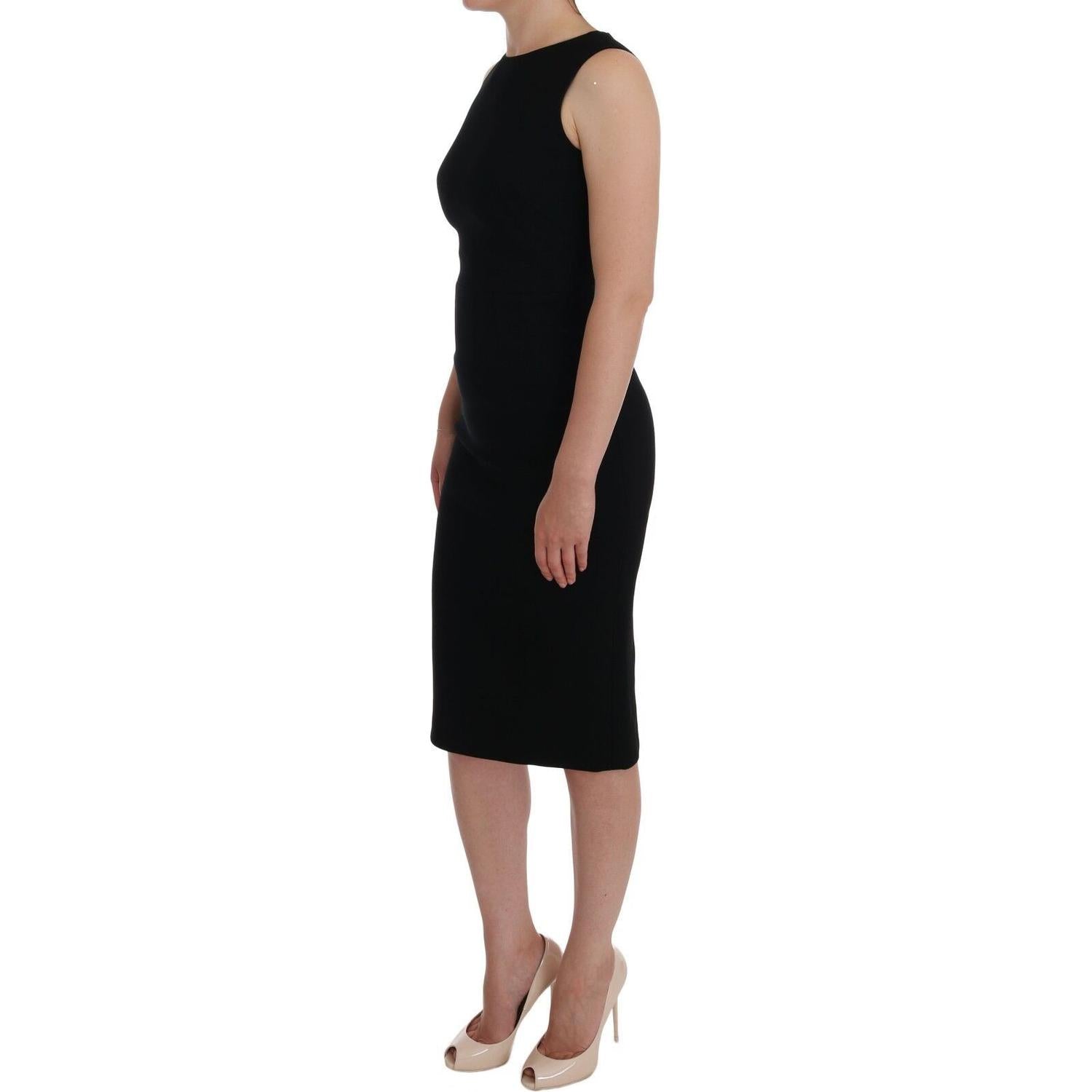 Dolce & Gabbana Black Stretch Crystal Sheath Gown Dress