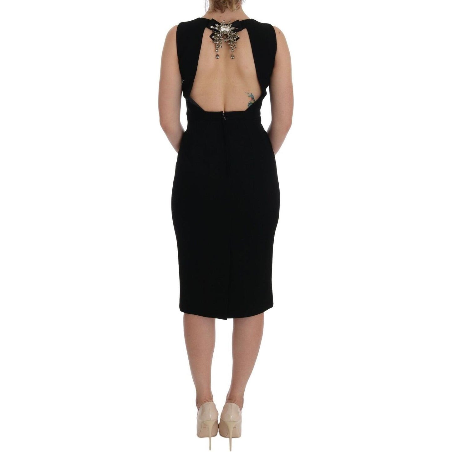Dolce & Gabbana Black Stretch Crystal Sheath Gown Dress WOMAN DRESSES