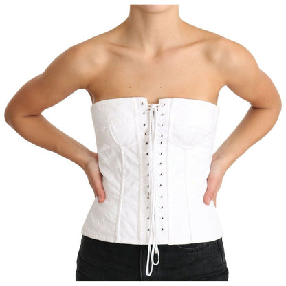 Dolce & Gabbana White PALERMO Bustier Cotton Top Corset WOMAN TOPS AND SHIRTS