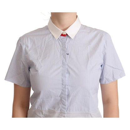 AGLINI Light Blue Cotton Short Sleeves Collared Polo Top WOMAN T-SHIRTS