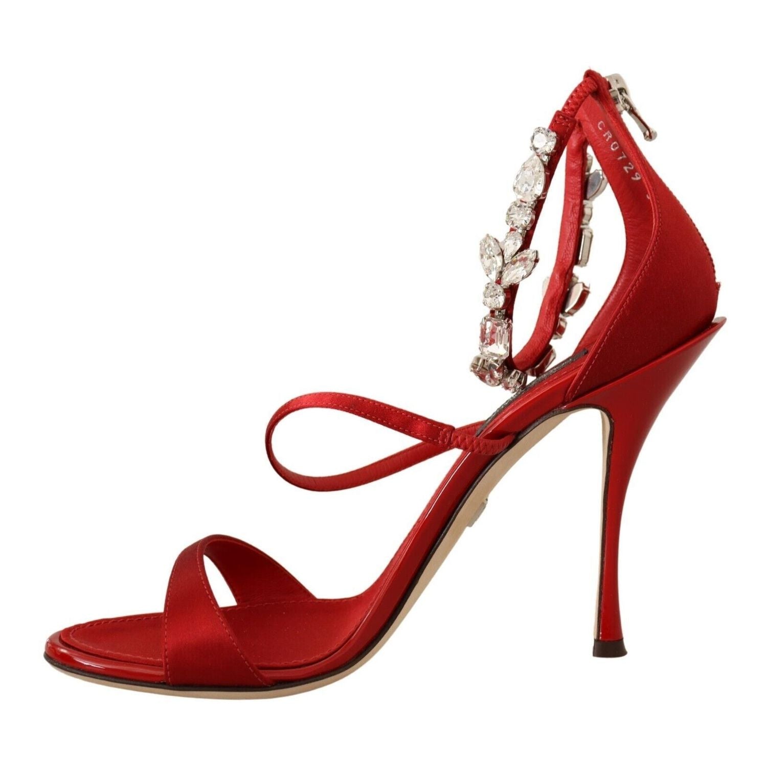 Dolce & Gabbana Red Satin Crystals Sandals Keira Heels Shoes