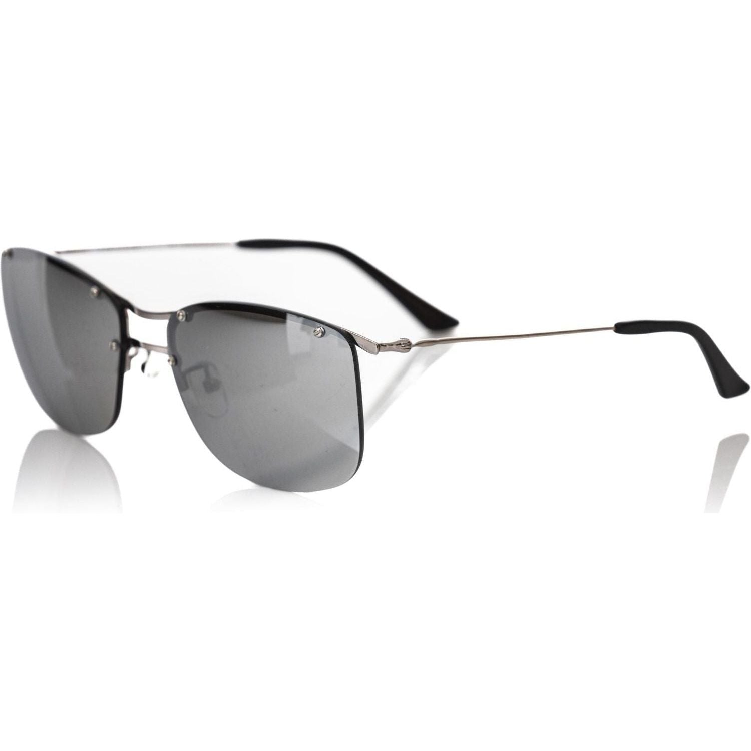 Frankie Morello Silver Metallic Fibre Men Sunglass