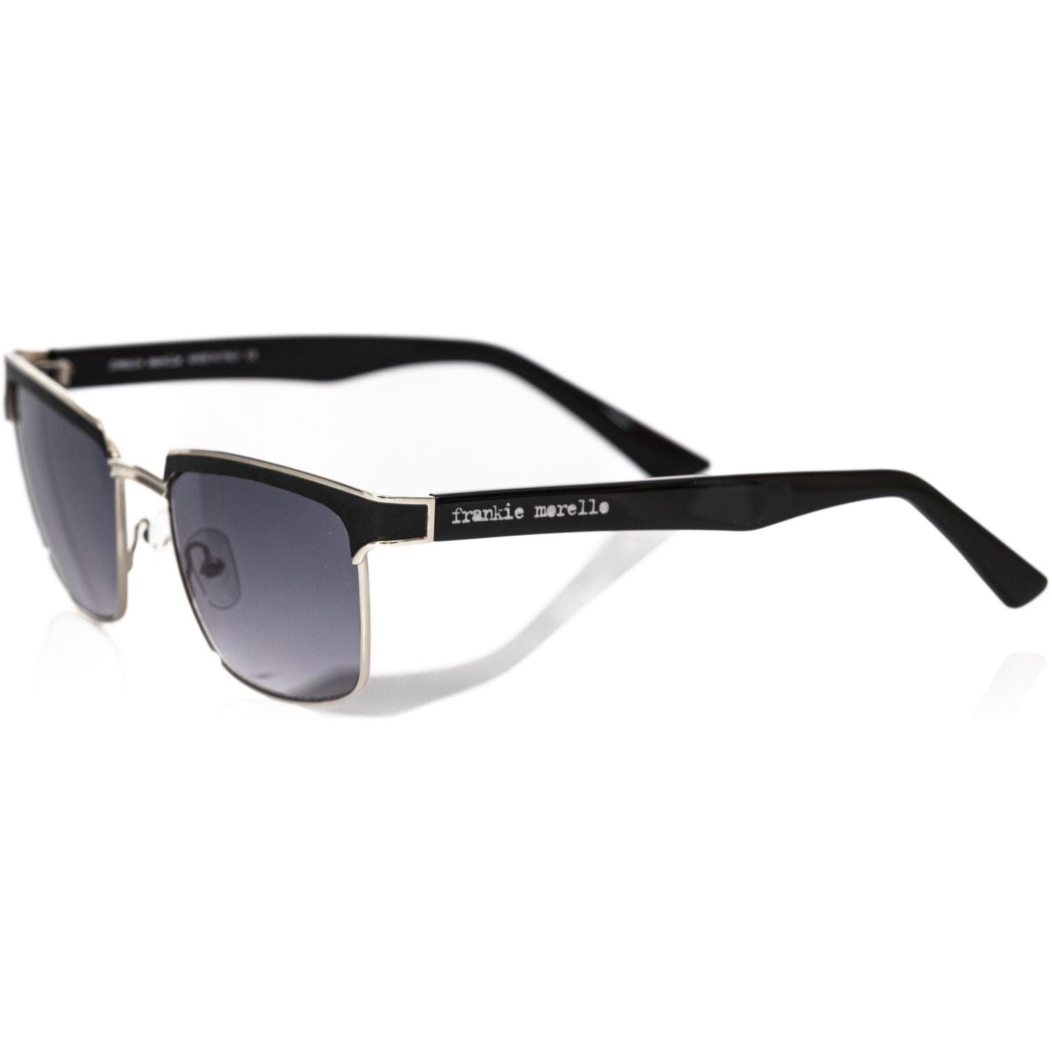 Frankie Morello Black Metallic Fiber Men Sunglasses