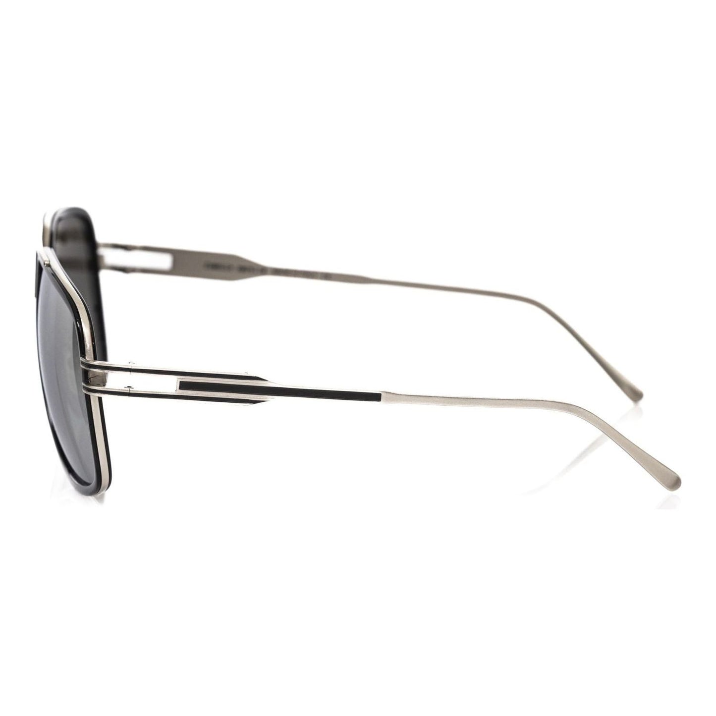 Frankie Morello Black Metallic Fibre Men Sunglass