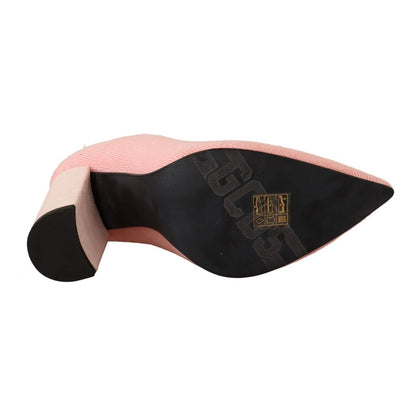 GCDS Pink Suede Logo Socks Block Heel Ankle Boots Shoes