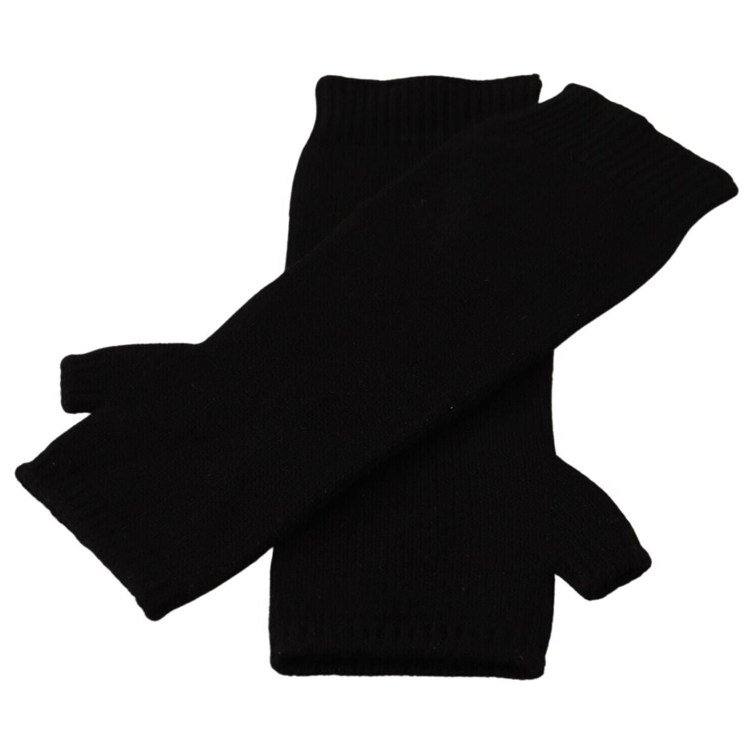 Dolce & Gabbana Black Knitted Fingerless Elbow Length Gloves