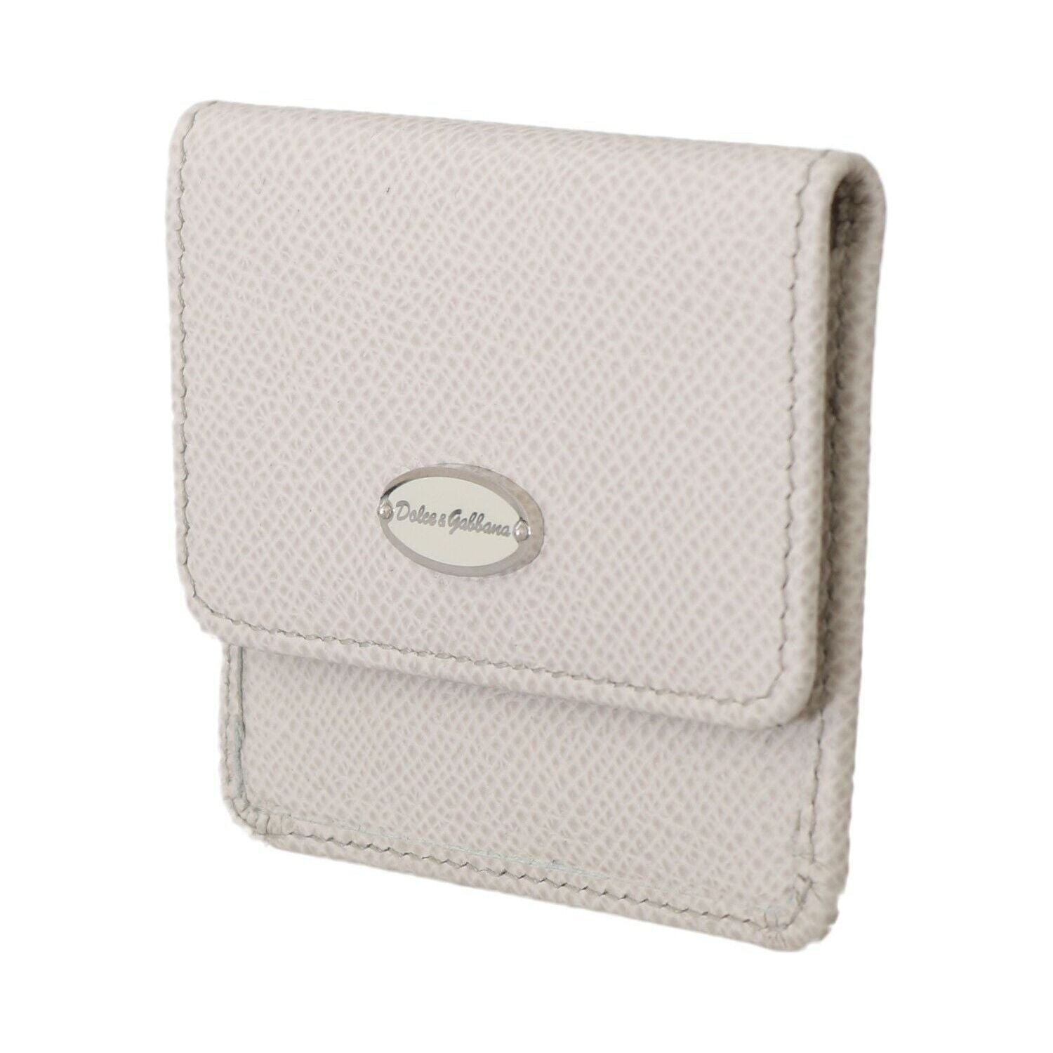 Dolce & Gabbana White Dauphine Leather Holder Pocket Wallet Condom Case