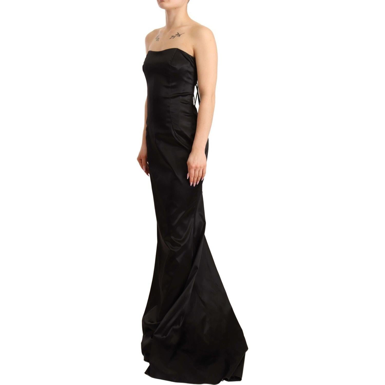 Dolce & Gabbana Black Silk Stretch Sheath Mermaid Gown Dress