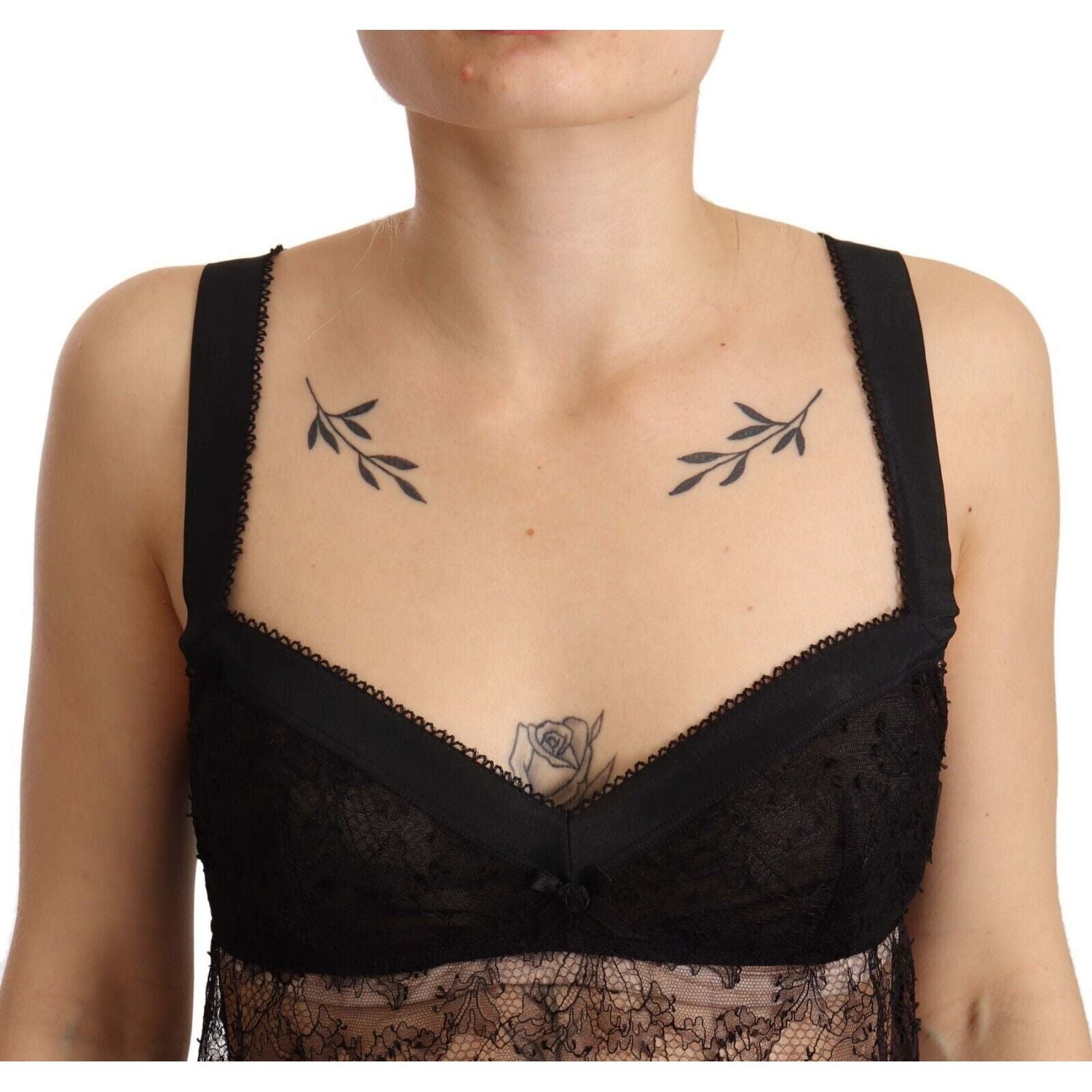 Dolce & Gabbana Black Silk Lace Babydoll Nylon Lingerie Top