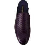 Dolce & Gabbana Purple Exotic Python Leather Slides Dolce & Gabbana Black