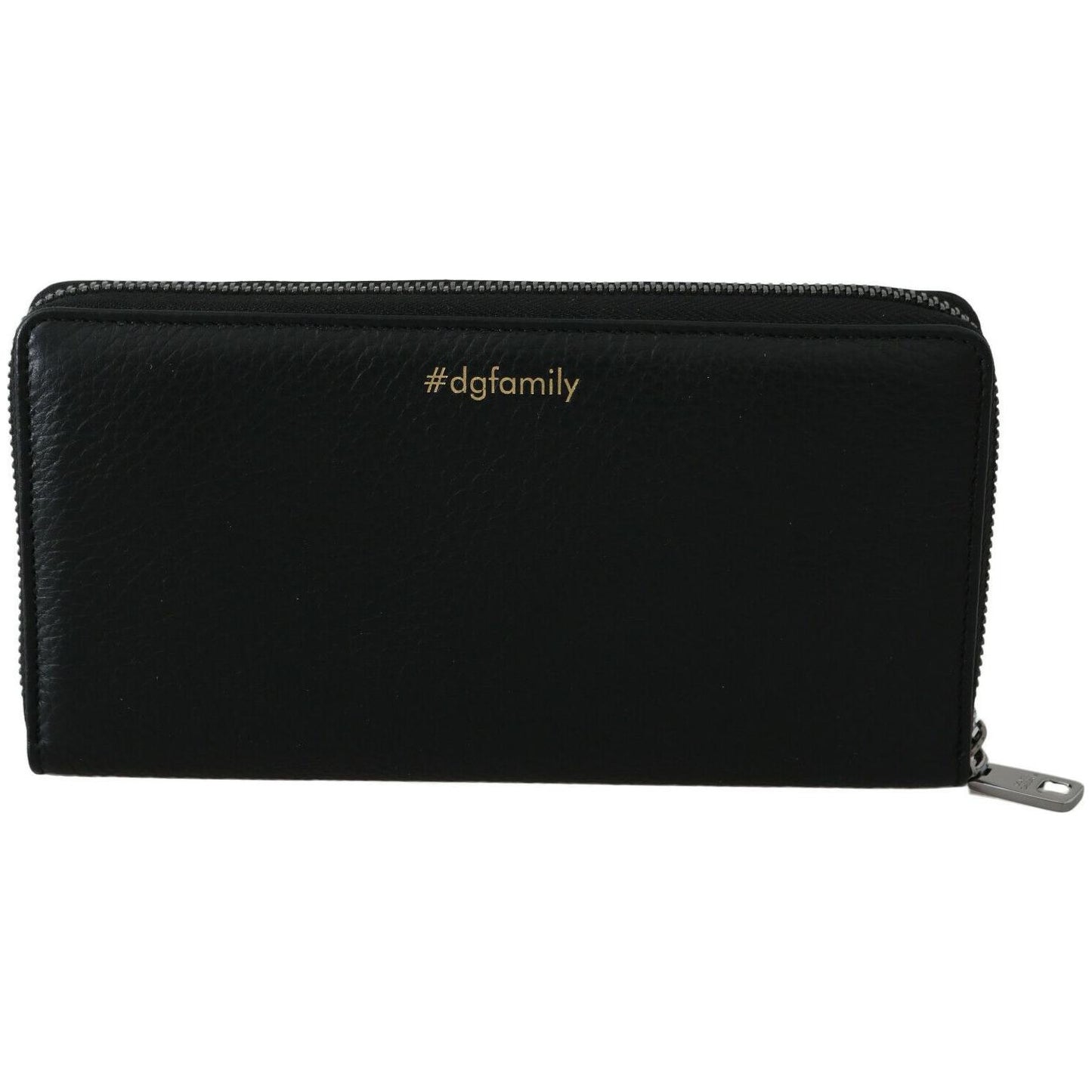 Dolce & Gabbana Black Blue Leather #DGFAMILY Zipper Continental Wallet
