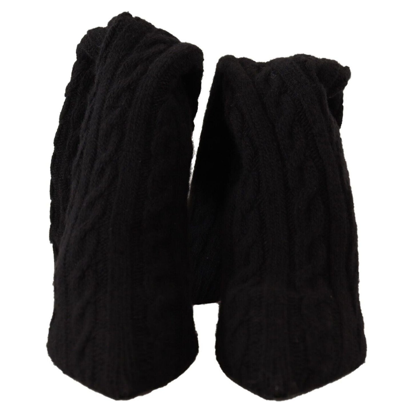 Dolce & Gabbana Black Stretch Socks Knee High Booties Shoes