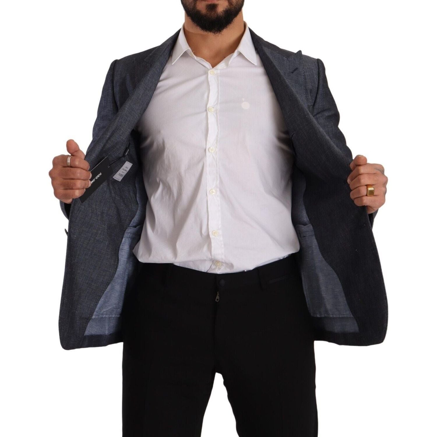 Dolce & Gabbana Blue Linen Cotton Jacket TAORMINA Blazer