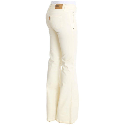 Costume National White Cotton Stretch Flare Jeans