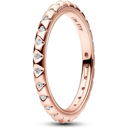 Elegant silver ring with diamond accents by Pandora, model 182800C01-50, crafted for ladies in Thailand, packaged in official box.
