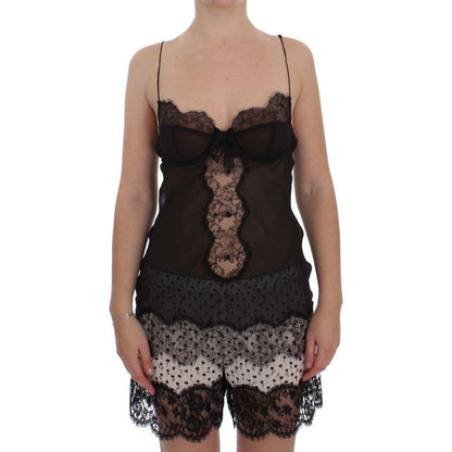 Dolce & Gabbana Black Silk Lace Babydoll Lingerie Top