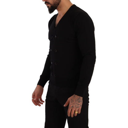 Dolce & Gabbana Black Cashmere Button Down Cardigan Sweater