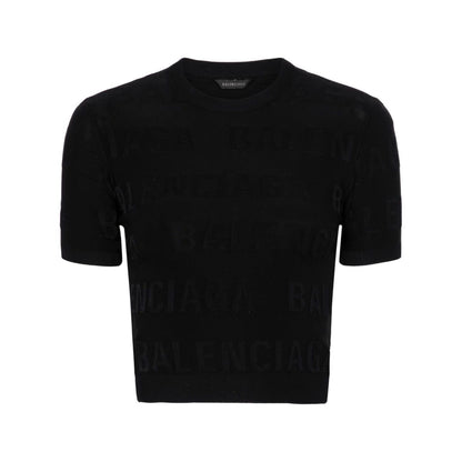 Balenciaga jacquard logo crop top Topwear