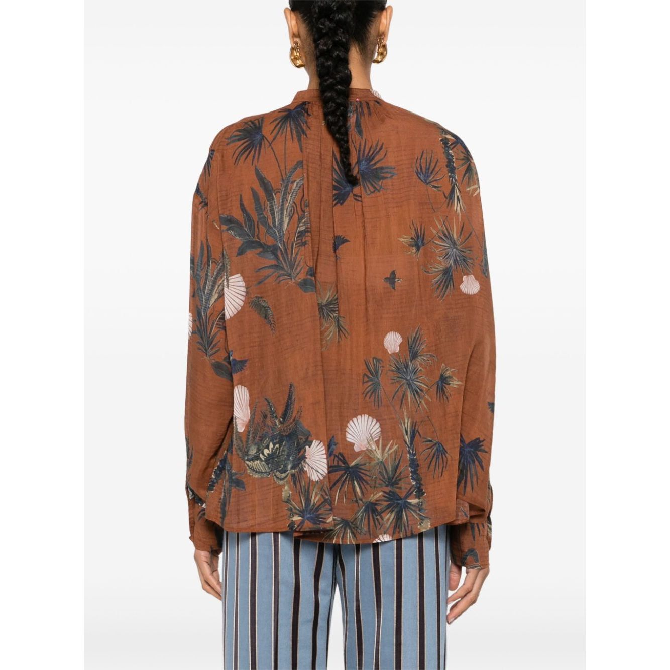 Forte Forte mix-print semi-sheer shirt