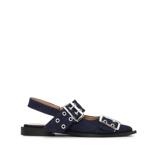 Ganni Denim Feminine Buckle Ballerinas