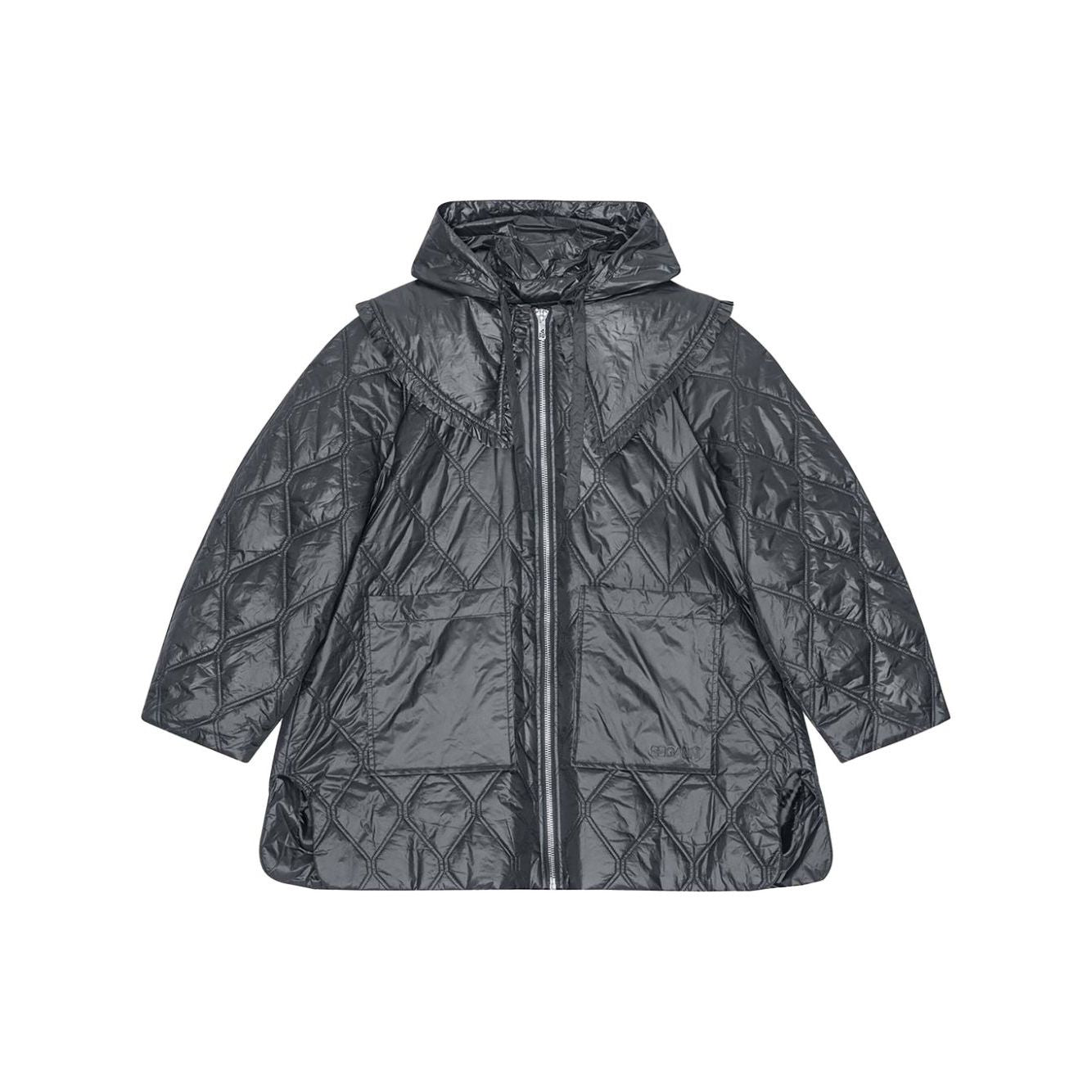 Ganni Shiny Quilt Midi Jacket