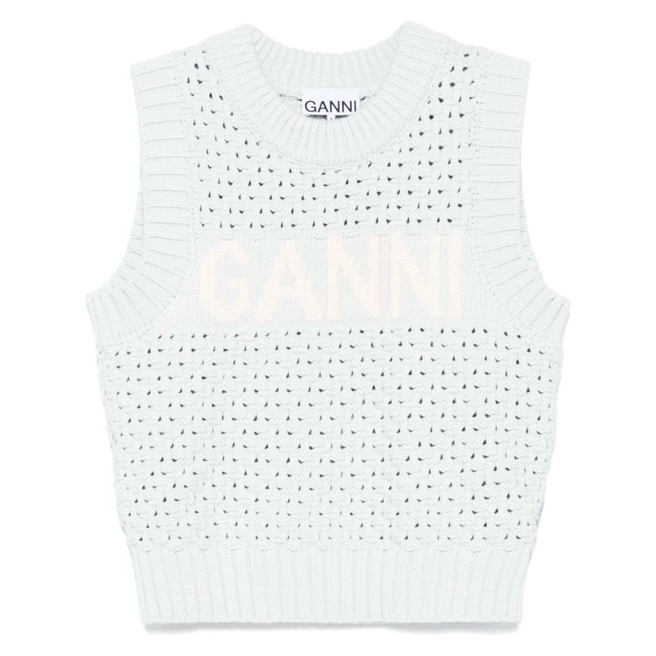 Ganni Openwork cotton vest