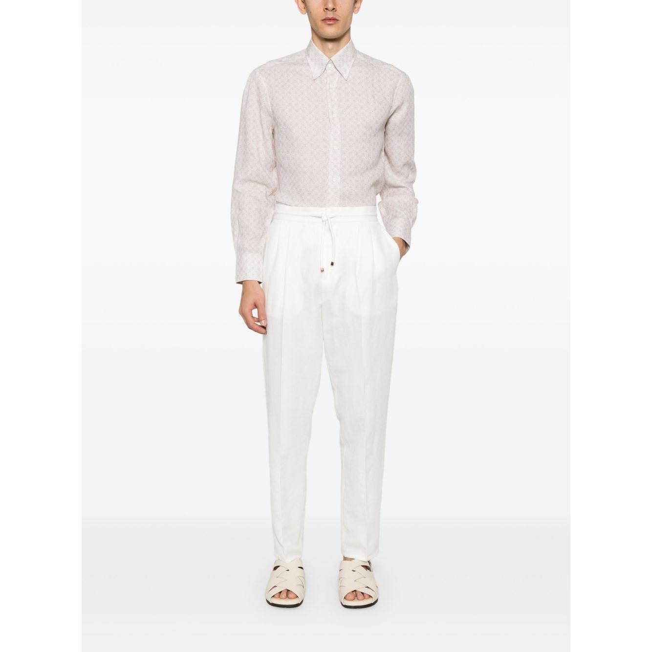 Brunello Cucinelli linen blend drawstring trousers